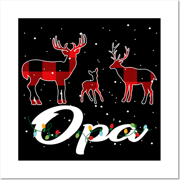 Opa Reindeer Plaid Pajama Shirt Family Christmas Wall Art by intelus